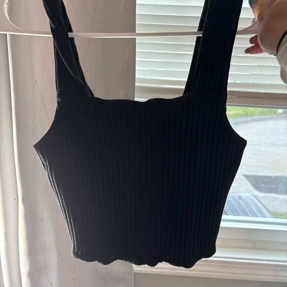 Black Ribbed Women's Top